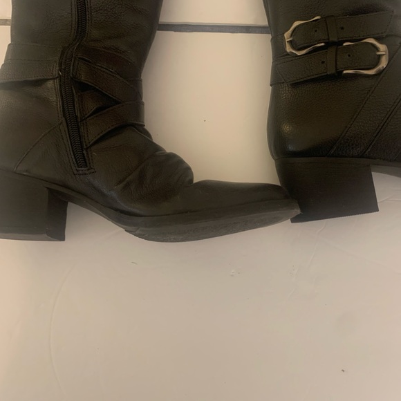 Matisse Faulkner Black Leather Knee High Buckle Riding Boots 7.5 Classic Preppy - Picture 5 of 9